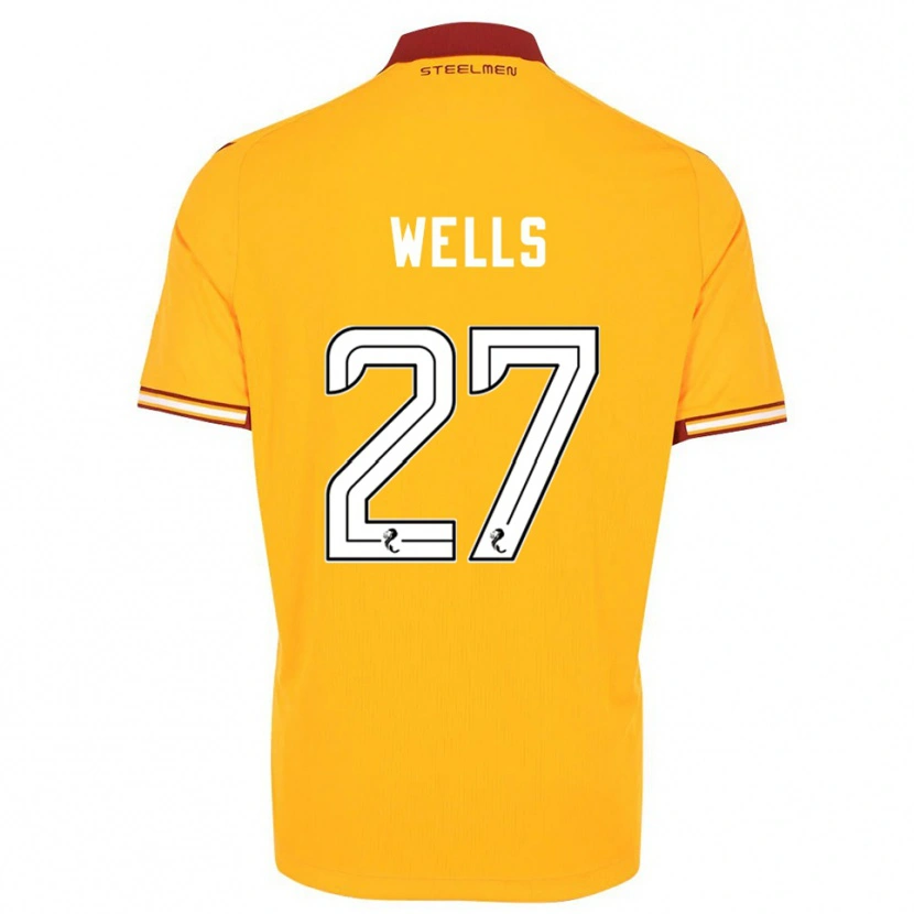 Danxen Hombre Camiseta Dylan Wells #27 Amarillo Borgoña 1ª Equipación 2025/26 La Camisa