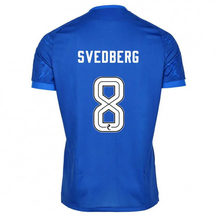 Danxen Hombre Camiseta Jonathan Svedberg #8 Azul Blanco 1ª Equipación 2025/26 La Camisa