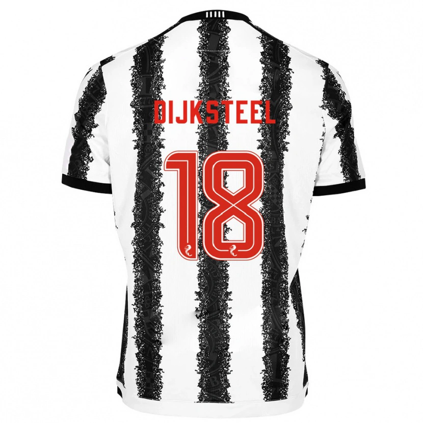 Danxen Hombre Camiseta Malik Dijksteel #18 Blanco Negro 1ª Equipación 2025/26 La Camisa
