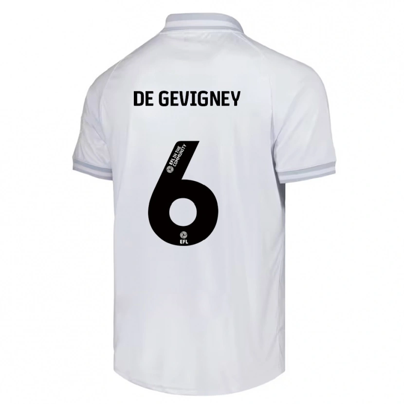 Danxen Hombre Camiseta Maël De Gevigney #6 Blanco Gris Negro 2ª Equipación 2025/26 La Camisa