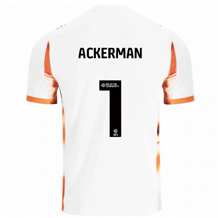 Danxen Hombre Camiseta Emily Ackerman #1 Blanco Naranja Negro 2ª Equipación 2025/26 La Camisa
