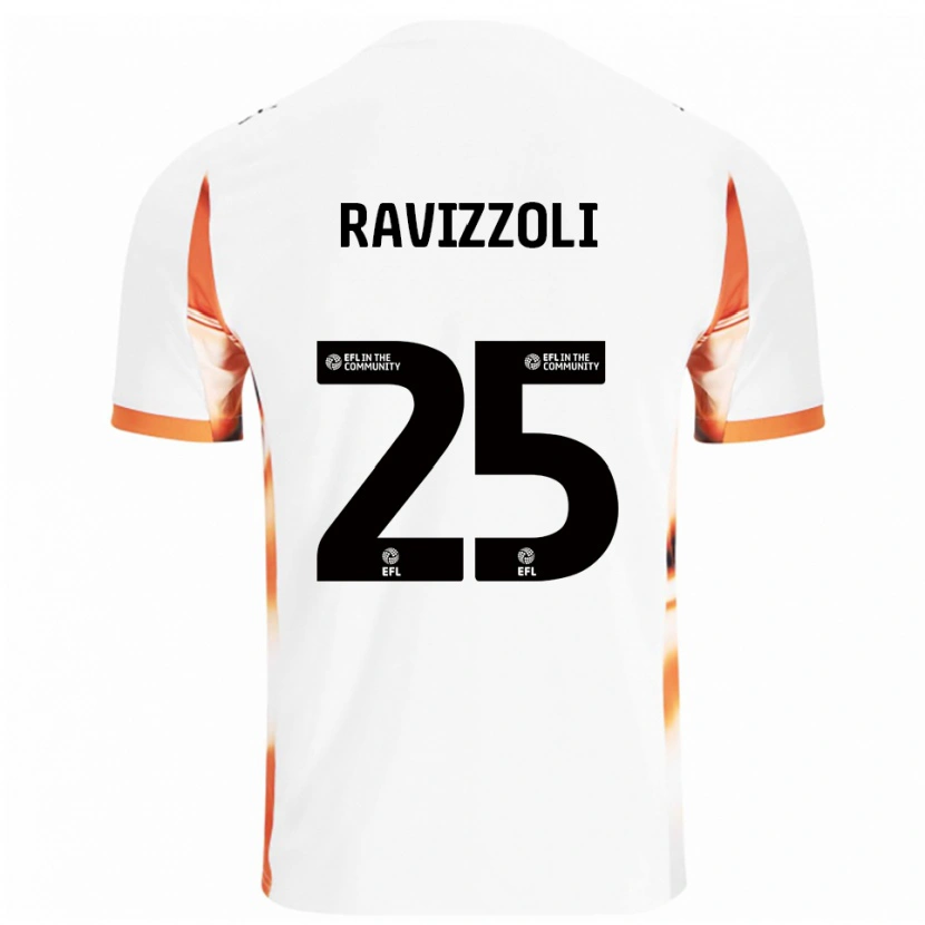 Danxen Hombre Camiseta Franco Ravizzoli #25 Blanco Naranja Negro 2ª Equipación 2025/26 La Camisa