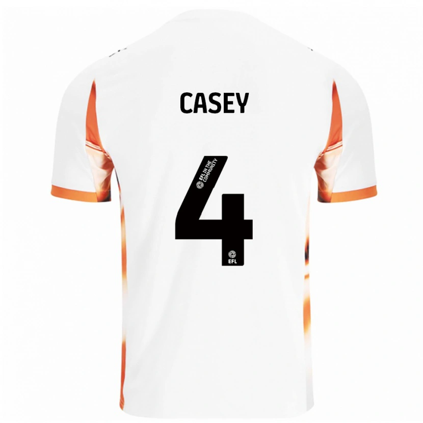 Danxen Hombre Camiseta Oliver Casey #4 Blanco Naranja Negro 2ª Equipación 2025/26 La Camisa
