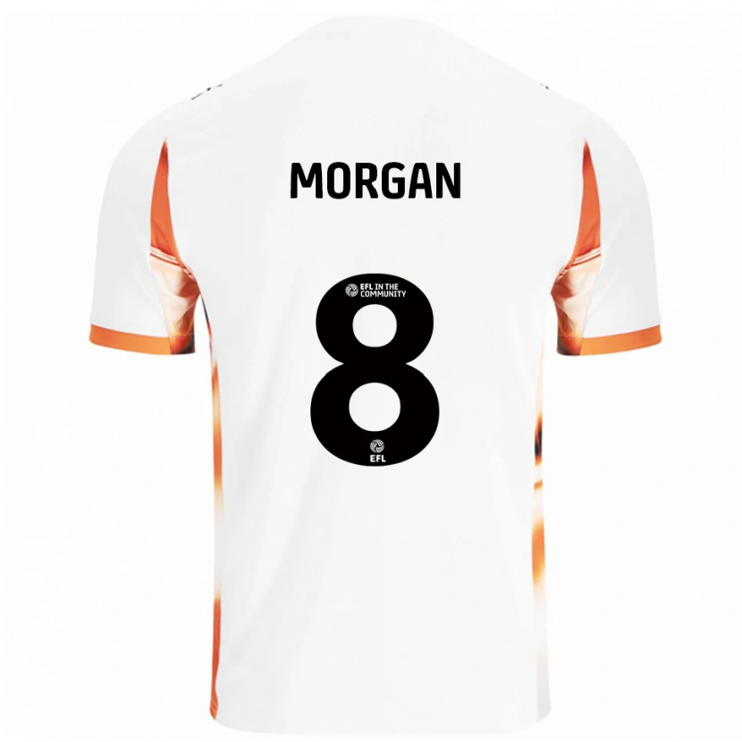 Danxen Hombre Camiseta Albie Morgan #8 Blanco Naranja Negro 2ª Equipación 2025/26 La Camisa