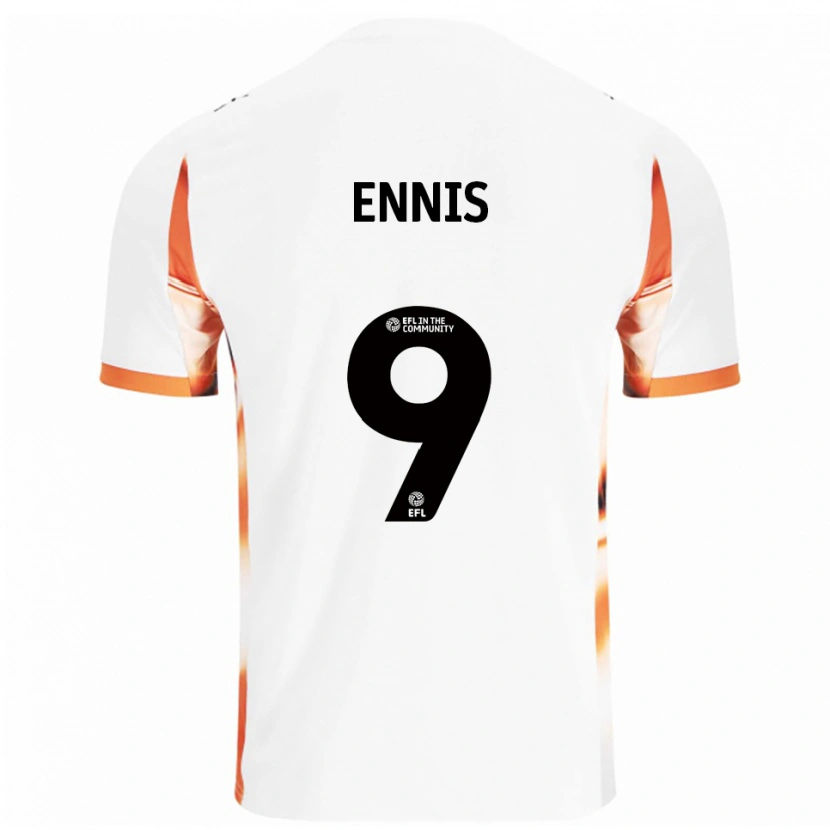 Danxen Hombre Camiseta Niall Ennis #9 Blanco Naranja Negro 2ª Equipación 2025/26 La Camisa
