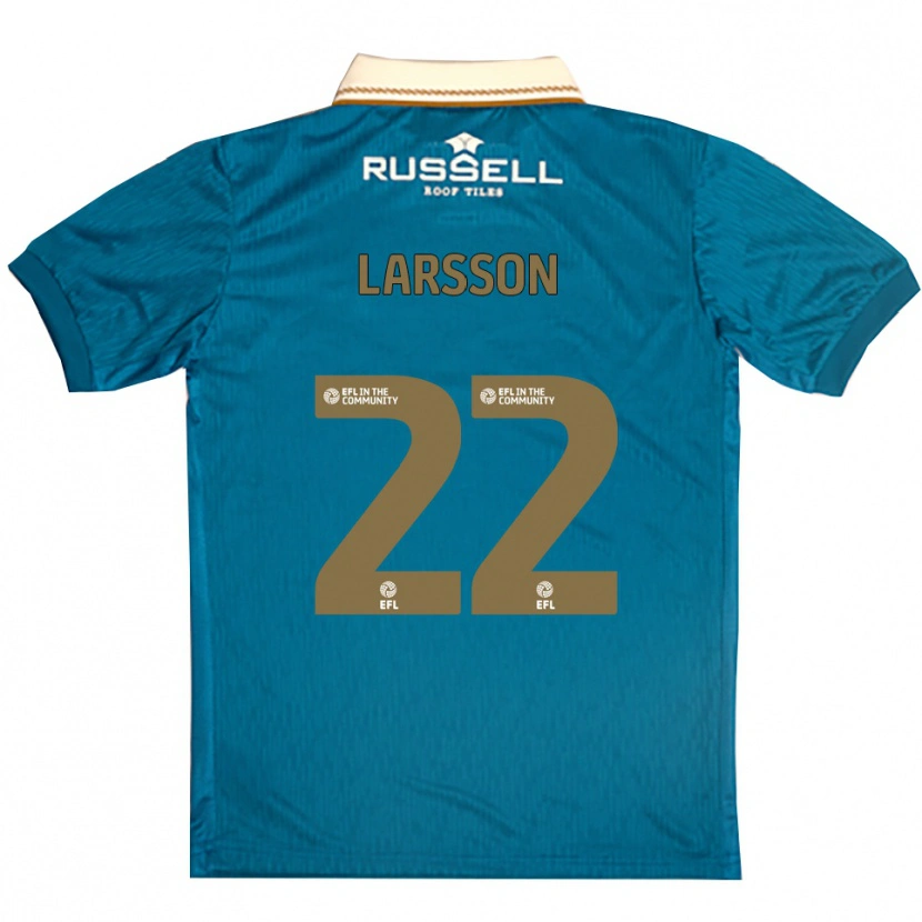 Danxen Hombre Camiseta Julian Larsson #22 Celeste Blanco 2ª Equipación 2025/26 La Camisa