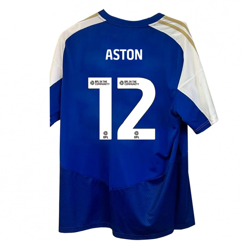 Danxen Hombre Camiseta Logan Aston #12 Azul Blanco Dorado 2ª Equipación 2025/26 La Camisa