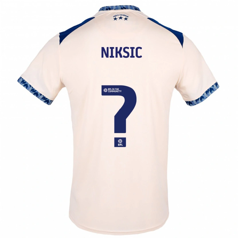 Danxen Hombre Camiseta Hasan Niksic #0 Blanco Hueso Azul Marino 2ª Equipación 2025/26 La Camisa