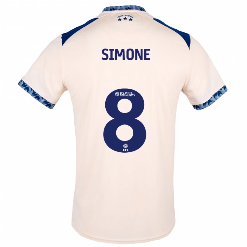 Danxen Hombre Camiseta Caz Simone #8 Blanco Hueso Azul Marino 2ª Equipación 2025/26 La Camisa