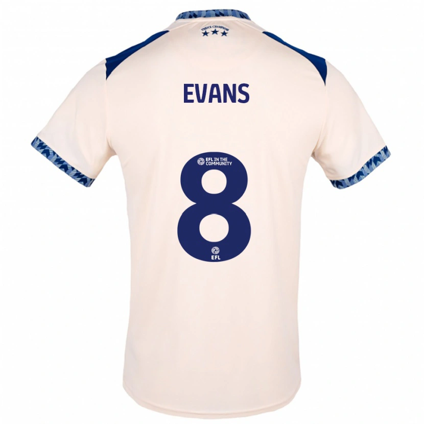 Danxen Hombre Camiseta Charley Evans #8 Blanco Hueso Azul Marino 2ª Equipación 2025/26 La Camisa