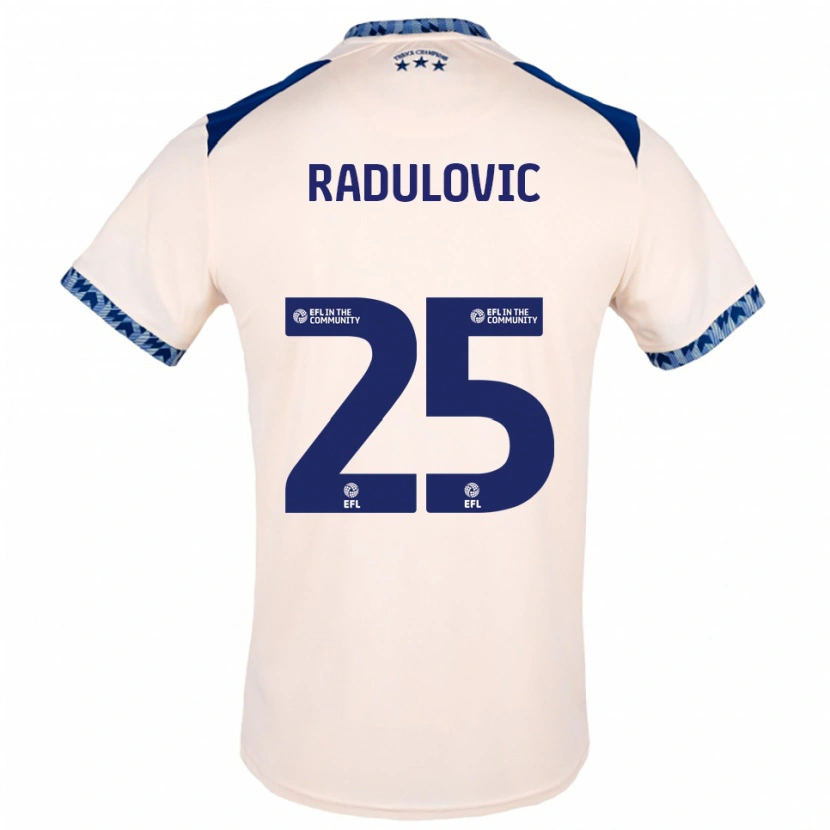 Danxen Hombre Camiseta Bojan Radulović #25 Blanco Hueso Azul Marino 2ª Equipación 2025/26 La Camisa