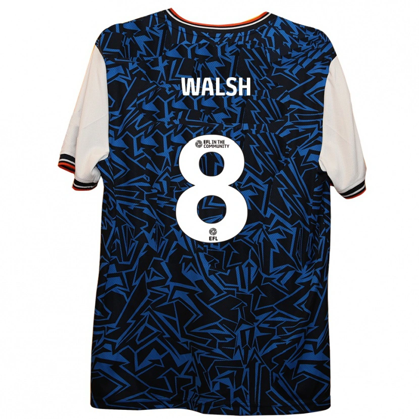 Danxen Hombre Camiseta Liam Walsh #8 Azul Negro Blanco 2ª Equipación 2025/26 La Camisa