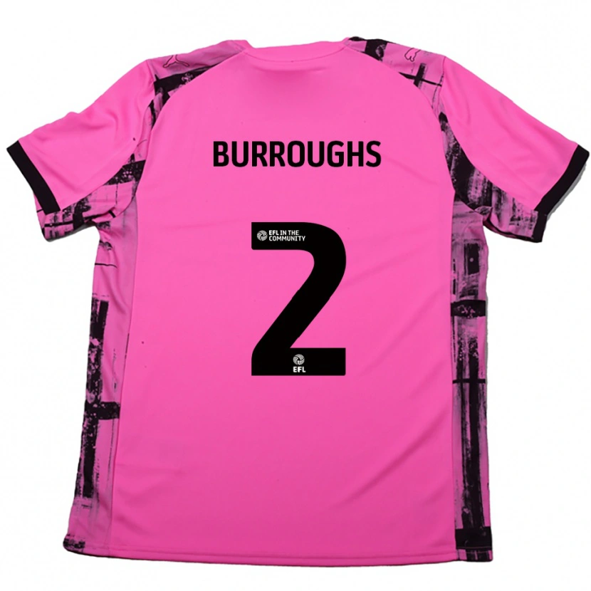 Danxen Hombre Camiseta Jack Burroughs #2 Rojo Rosado Negro 2ª Equipación 2025/26 La Camisa