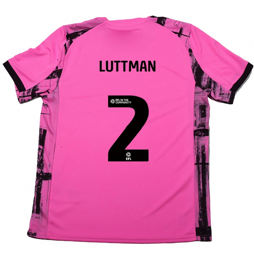 Danxen Hombre Camiseta Bianca Luttman #2 Rojo Rosado Negro 2ª Equipación 2025/26 La Camisa
