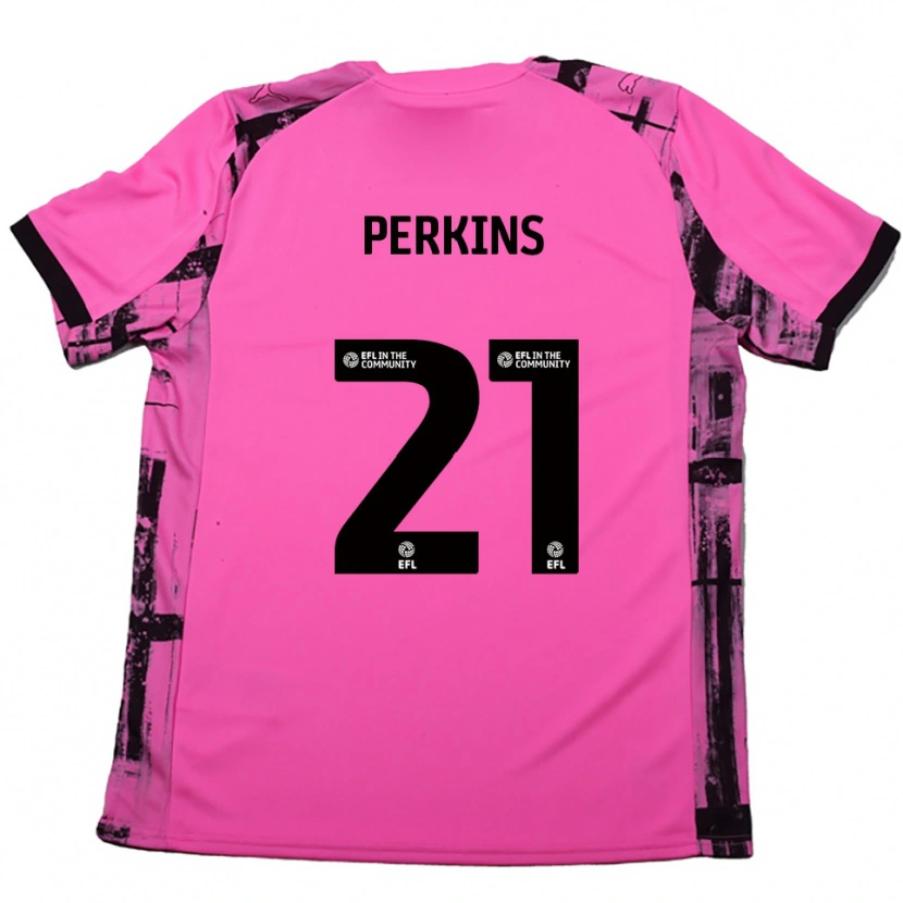 Danxen Hombre Camiseta Jack Perkins #21 Rojo Rosado Negro 2ª Equipación 2025/26 La Camisa