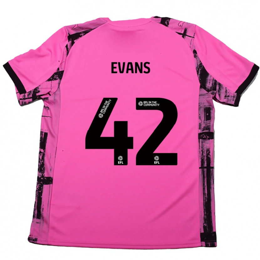 Danxen Hombre Camiseta Oliver Evans #42 Rojo Rosado Negro 2ª Equipación 2025/26 La Camisa