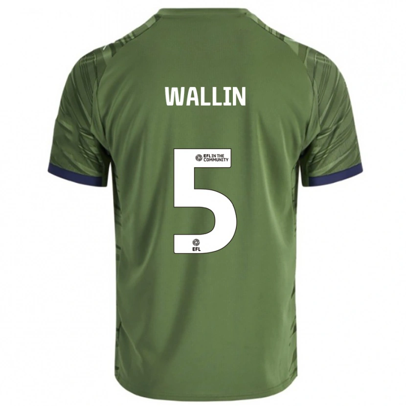Danxen Hombre Camiseta Oscar Wallin #5 Verde Blanco 2ª Equipación 2025/26 La Camisa