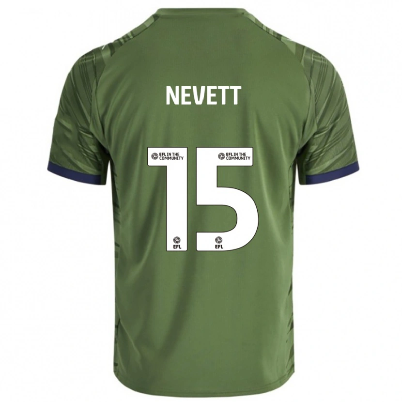 Danxen Hombre Camiseta George Nevett #15 Verde Blanco 2ª Equipación 2025/26 La Camisa