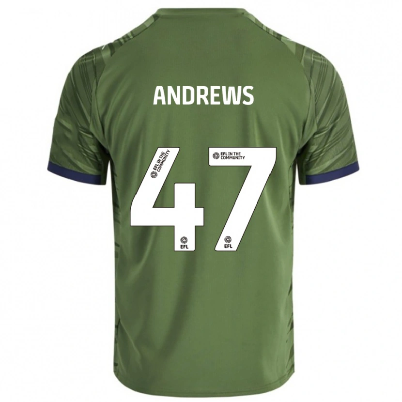 Danxen Hombre Camiseta Joe Andrews #47 Verde Blanco 2ª Equipación 2025/26 La Camisa