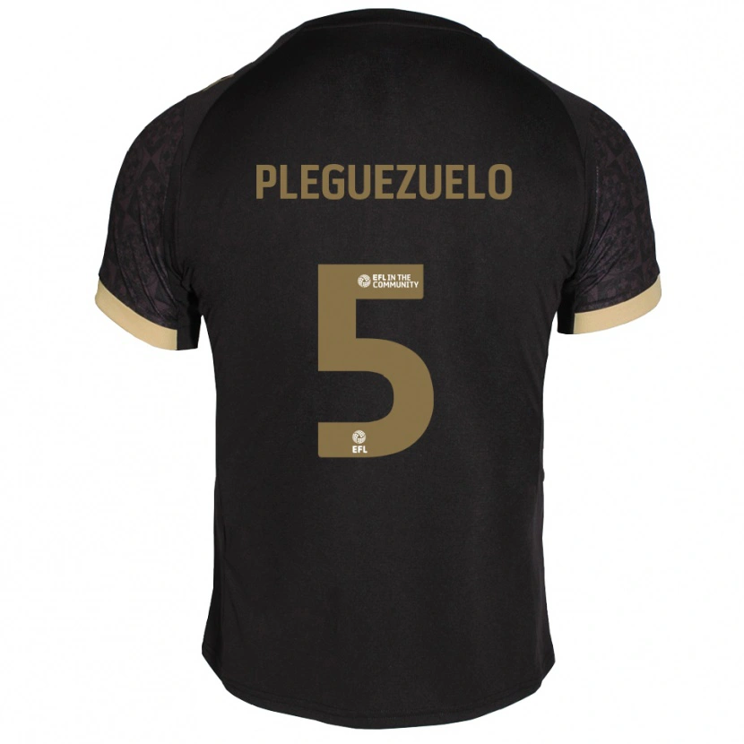 Danxen Hombre Camiseta Julio Pleguezuelo #5 Negro Dorado 2ª Equipación 2025/26 La Camisa