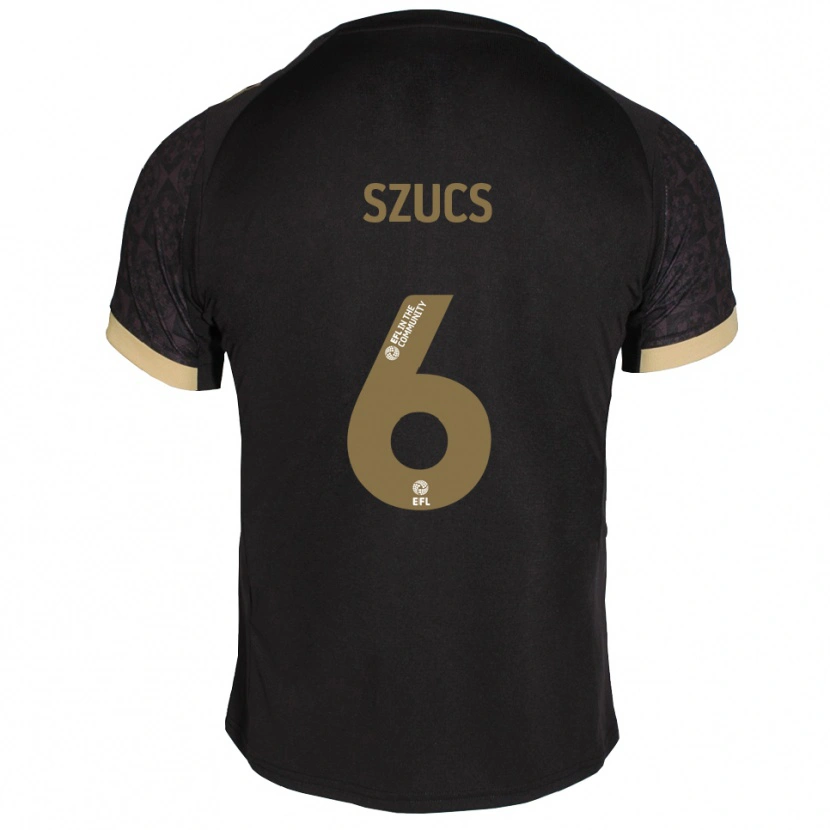 Danxen Hombre Camiseta Kornél Szűcs #6 Negro Dorado 2ª Equipación 2025/26 La Camisa