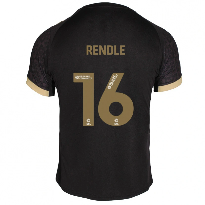 Danxen Hombre Camiseta Jared Rendle #16 Negro Dorado 2ª Equipación 2025/26 La Camisa