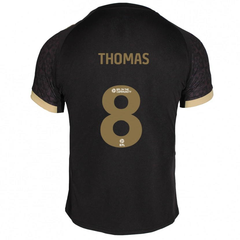 Danxen Hombre Camiseta Lewis Thomas #8 Negro Dorado 2ª Equipación 2025/26 La Camisa