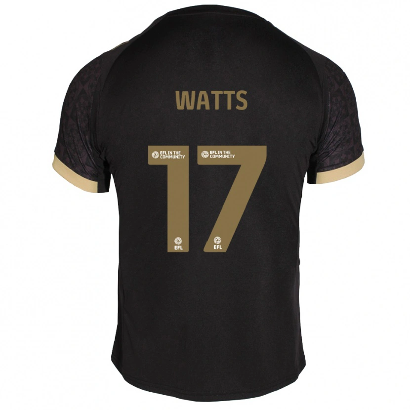 Danxen Hombre Camiseta Caleb Watts #17 Negro Dorado 2ª Equipación 2025/26 La Camisa