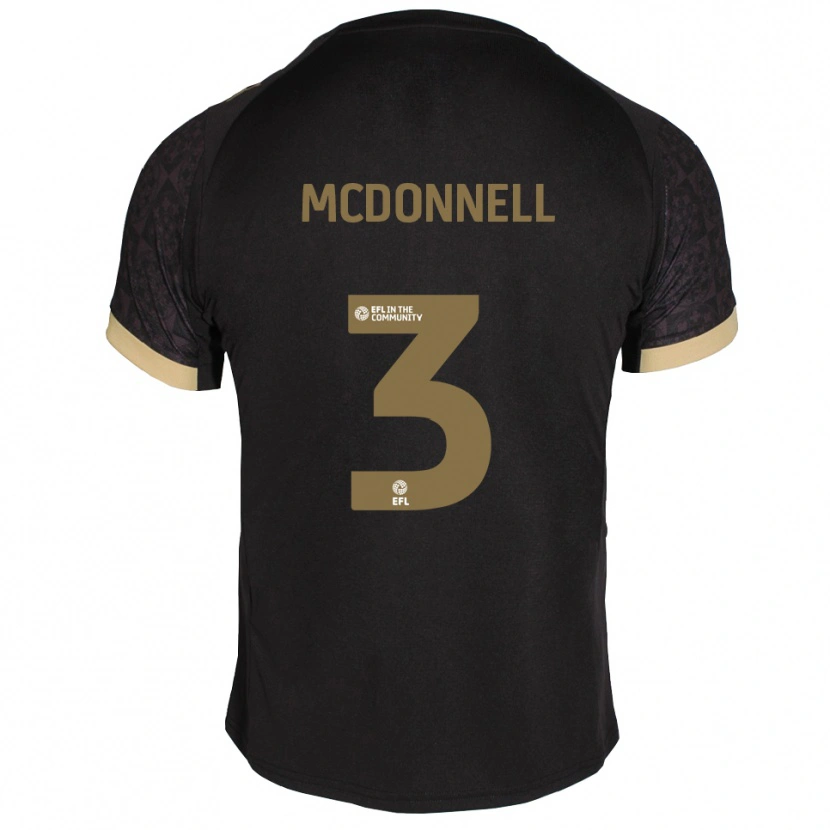 Danxen Hombre Camiseta Rosie Mcdonnell #3 Negro Dorado 2ª Equipación 2025/26 La Camisa