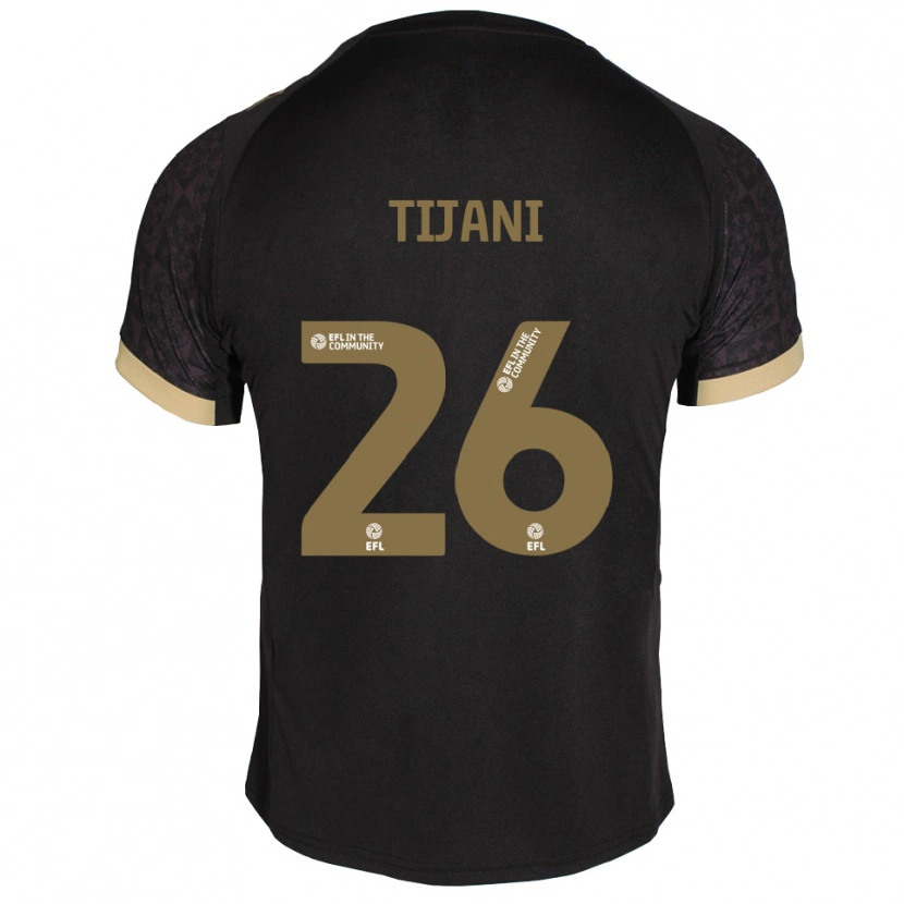 Danxen Hombre Camiseta Muhamed Tijani #26 Negro Dorado 2ª Equipación 2025/26 La Camisa