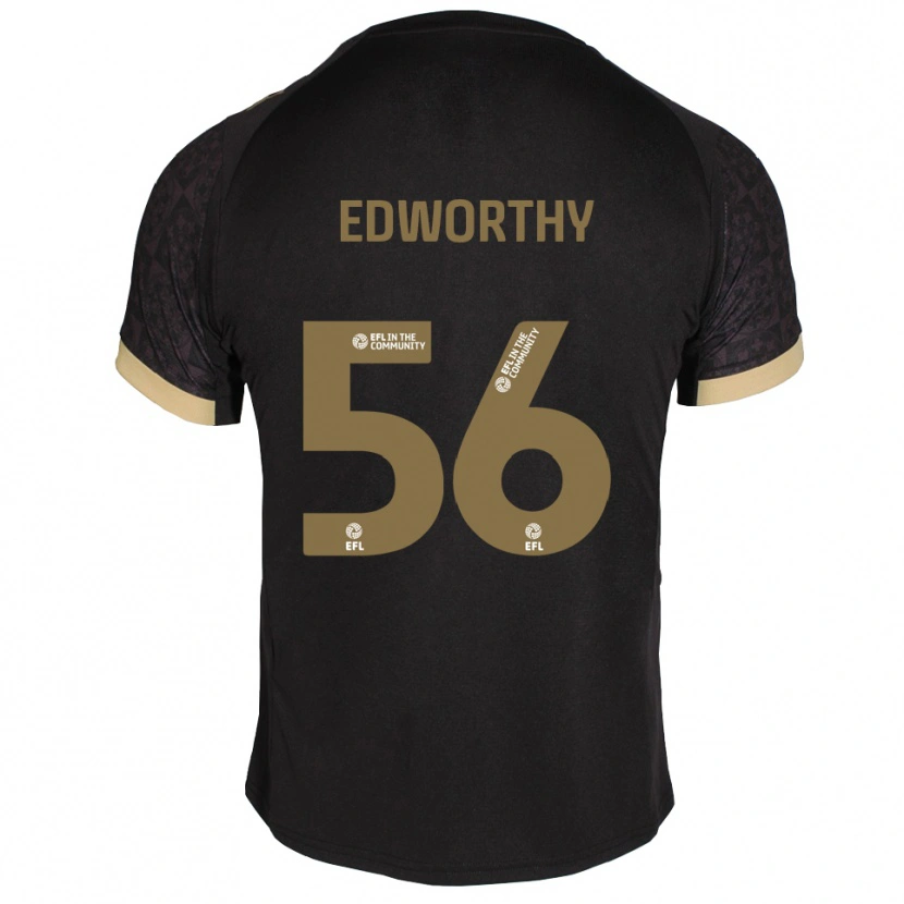 Danxen Hombre Camiseta Kieran Edworthy #56 Negro Dorado 2ª Equipación 2025/26 La Camisa