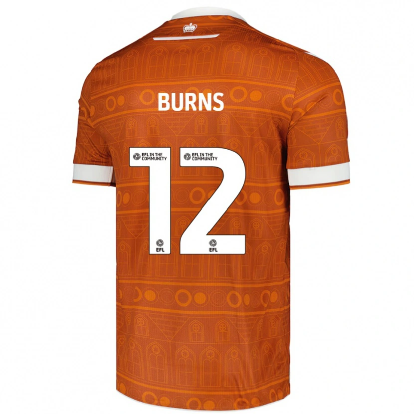 Danxen Hombre Camiseta Finley Burns #12 Naranja Blanco 2ª Equipación 2025/26 La Camisa