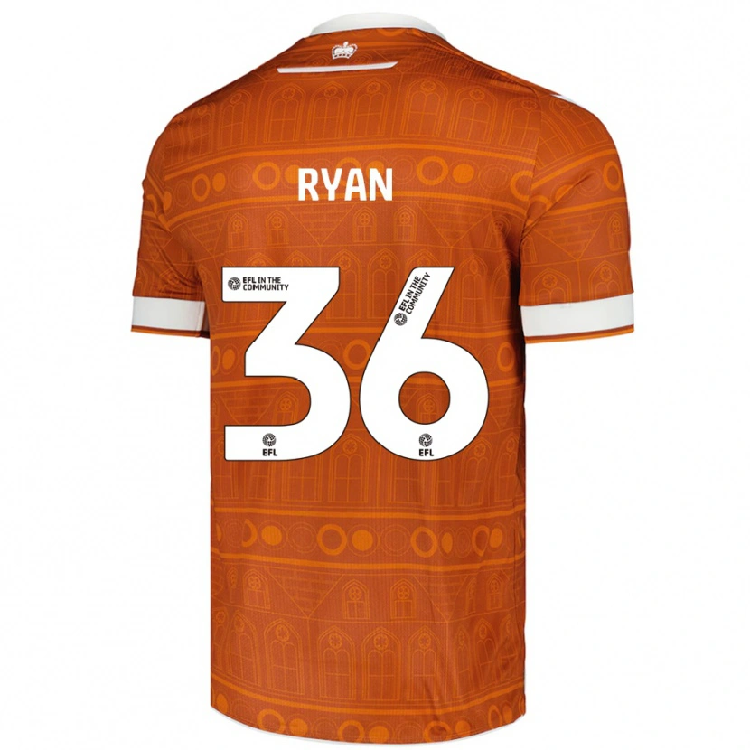 Danxen Hombre Camiseta John Ryan #36 Naranja Blanco 2ª Equipación 2025/26 La Camisa