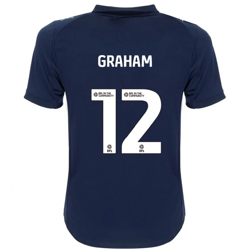 Danxen Hombre Camiseta Leo Graham #12 Azul Marino Blanco 2ª Equipación 2025/26 La Camisa