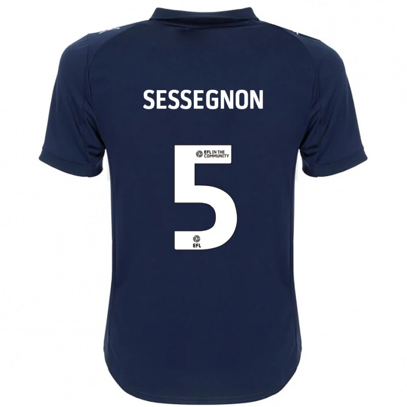 Danxen Hombre Camiseta Steven Sessegnon #5 Azul Marino Blanco 2ª Equipación 2025/26 La Camisa