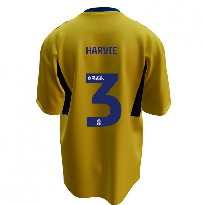 Danxen Hombre Camiseta Daniel Harvie #3 Amarillo Azul 2ª Equipación 2025/26 La Camisa