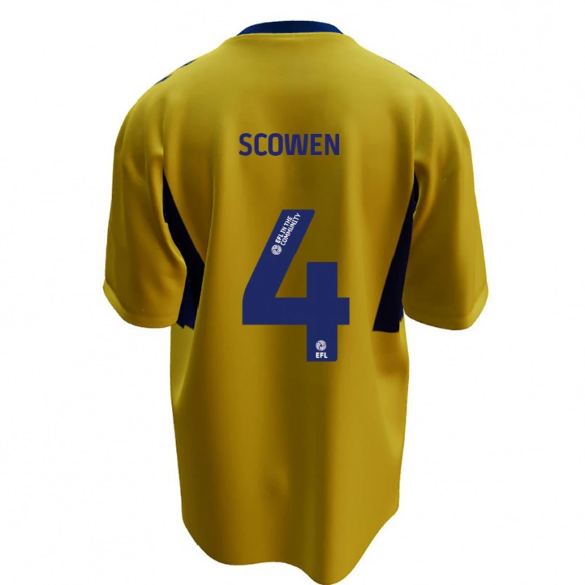 Danxen Hombre Camiseta Josh Scowen #4 Amarillo Azul 2ª Equipación 2025/26 La Camisa
