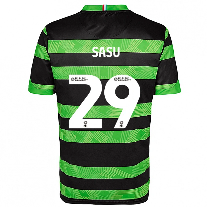 Danxen Hombre Camiseta Aron Sasu #29 Negro Verde 2ª Equipación 2025/26 La Camisa