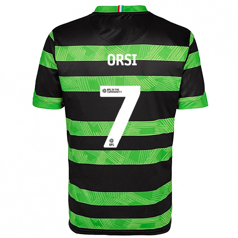 Danxen Hombre Camiseta Danilo Orsi #7 Negro Verde 2ª Equipación 2025/26 La Camisa
