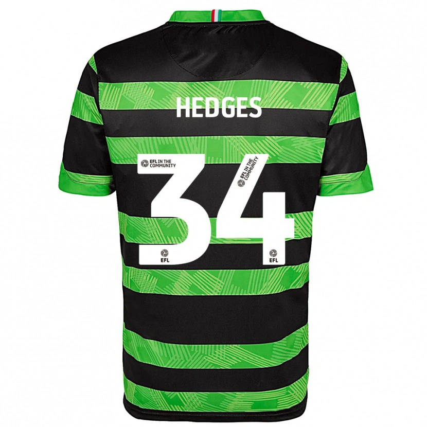Danxen Hombre Camiseta Harry Hedges #34 Negro Verde 2ª Equipación 2025/26 La Camisa