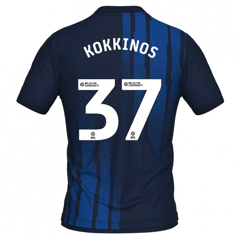 Danxen Hombre Camiseta Ronnie Kokkinos #37 Azul Marino Blanco 2ª Equipación 2025/26 La Camisa