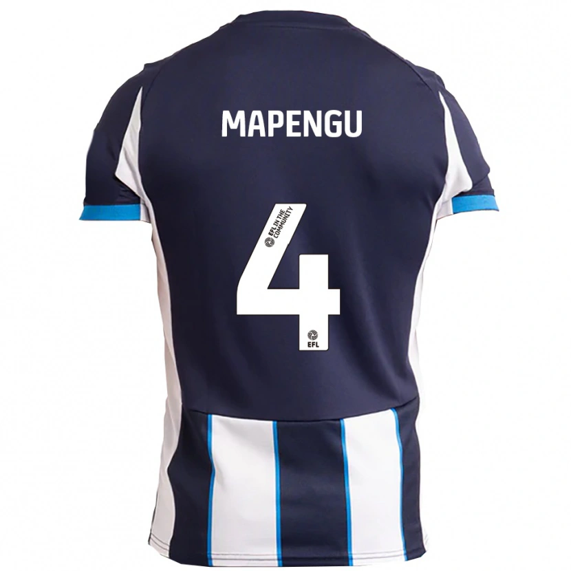 Danxen Hombre Camiseta Nathaniel Mapengu #4 Blanco Azul Marino 2ª Equipación 2025/26 La Camisa