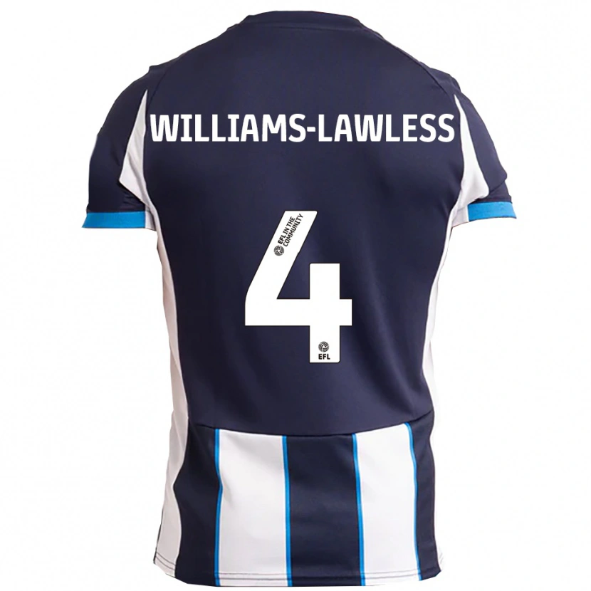 Danxen Hombre Camiseta John Williams-Lawless #4 Blanco Azul Marino 2ª Equipación 2025/26 La Camisa