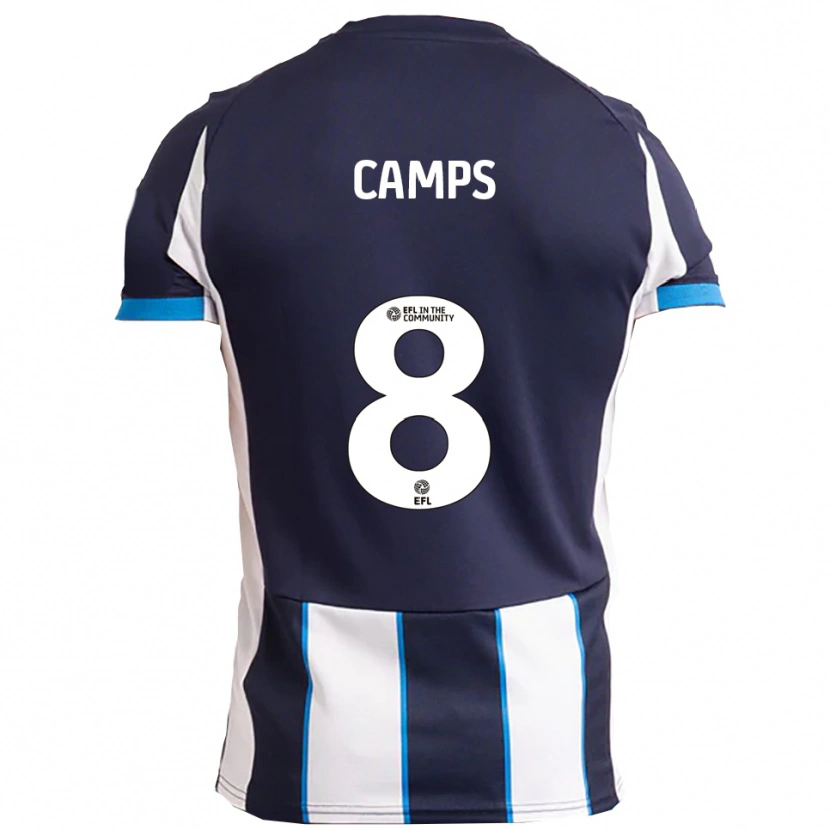 Danxen Hombre Camiseta Callum Camps #8 Blanco Azul Marino 2ª Equipación 2025/26 La Camisa