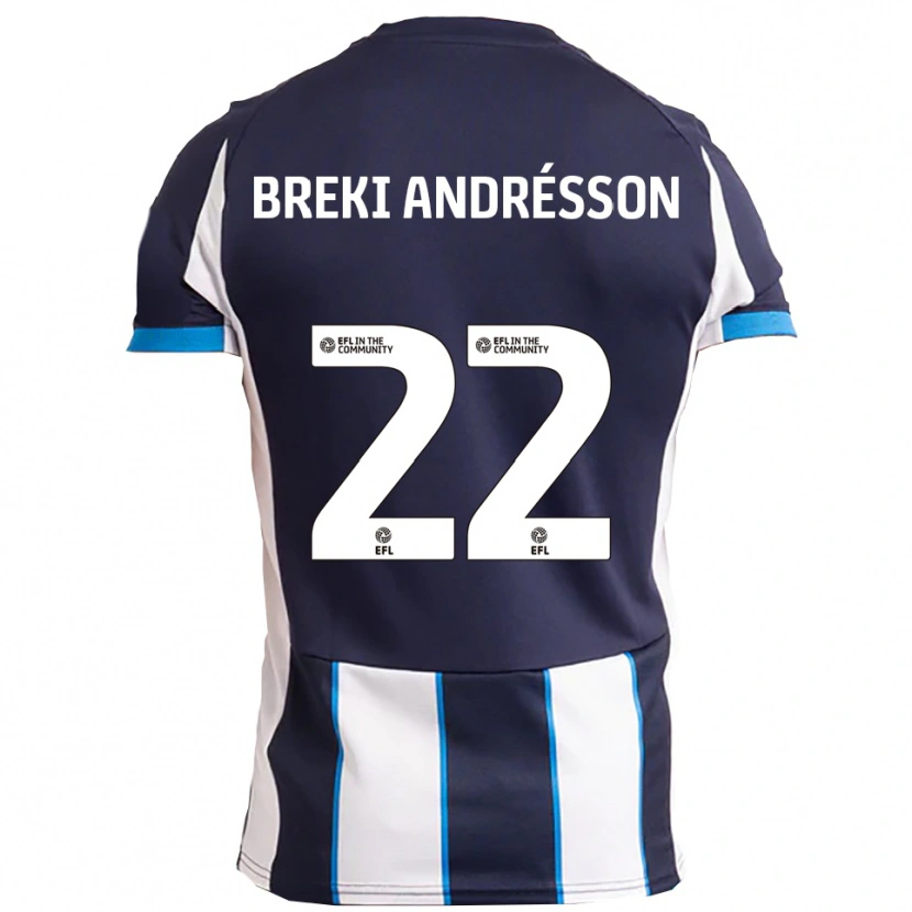 Danxen Hombre Camiseta Benoný Breki Andrésson #22 Blanco Azul Marino 2ª Equipación 2025/26 La Camisa