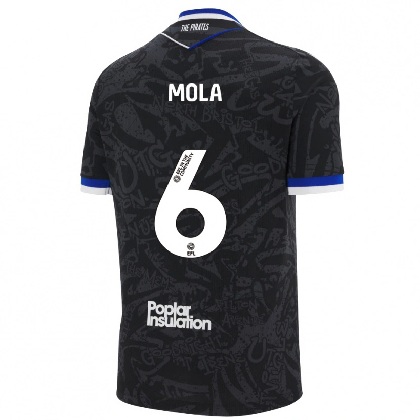 Danxen Hombre Camiseta Clinton Mola #6 Negro Blanco 2ª Equipación 2025/26 La Camisa