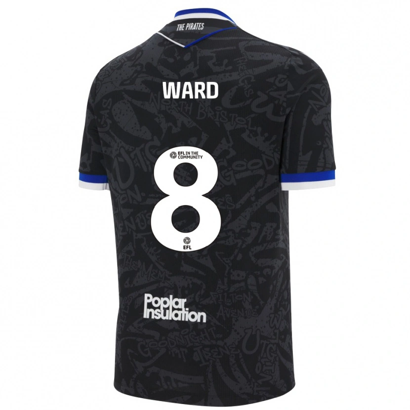 Danxen Hombre Camiseta Grant Ward #8 Negro Blanco 2ª Equipación 2025/26 La Camisa