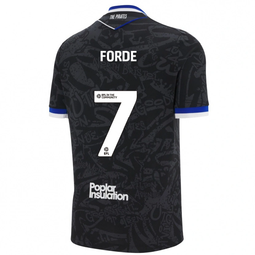 Danxen Hombre Camiseta Shaqai Forde #7 Negro Blanco 2ª Equipación 2025/26 La Camisa