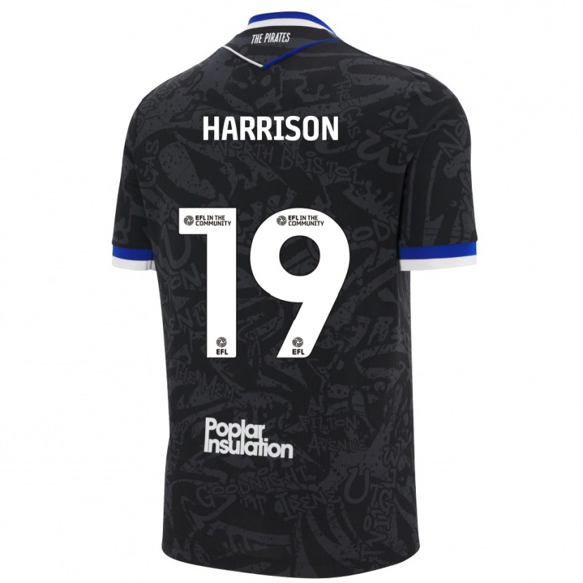 Danxen Hombre Camiseta Ellis Harrison #19 Negro Blanco 2ª Equipación 2025/26 La Camisa