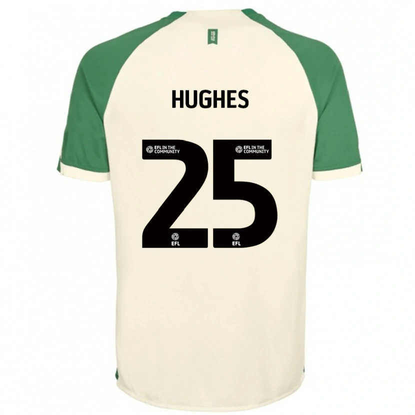 Danxen Hombre Camiseta Ben Hughes #25 Blanco Hueso Verde 2ª Equipación 2025/26 La Camisa